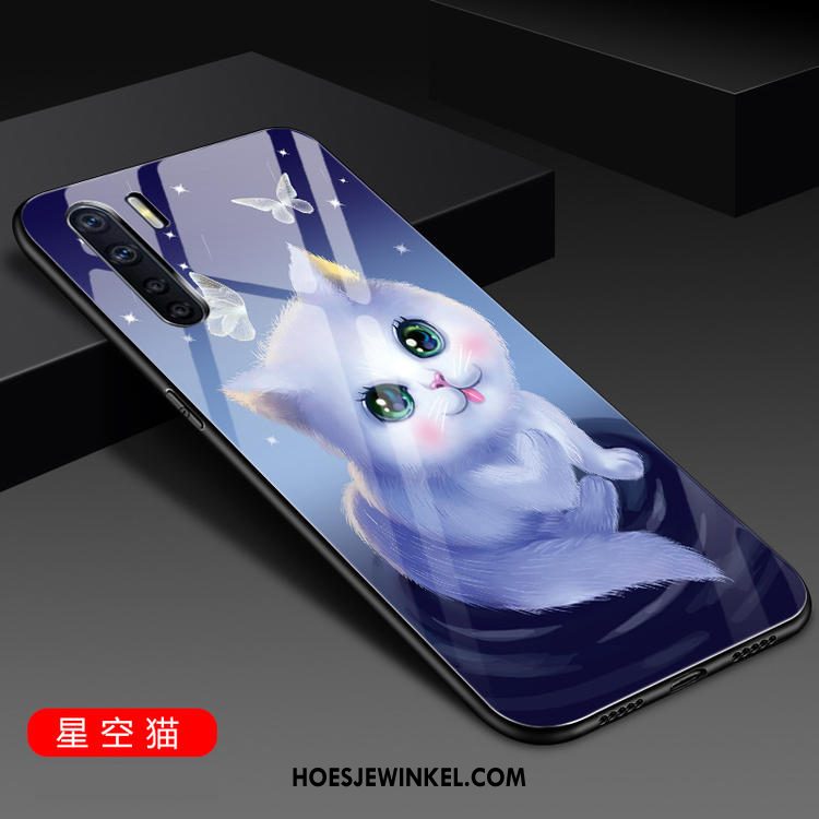 Oppo A91 Hoesje Hoes Mode Glas, Oppo A91 Hoesje Mobiele Telefoon Scheppend