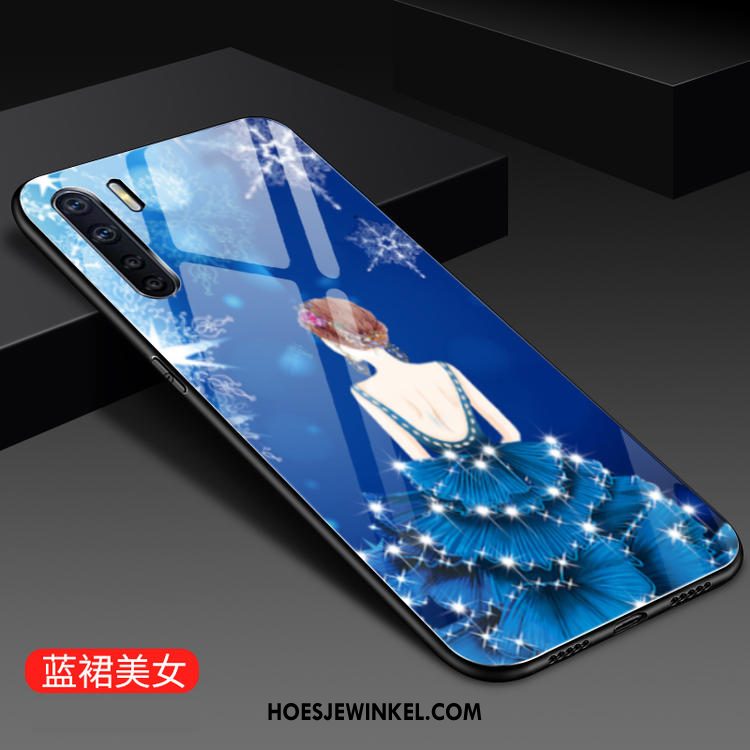 Oppo A91 Hoesje Hoes Mode Glas, Oppo A91 Hoesje Mobiele Telefoon Scheppend