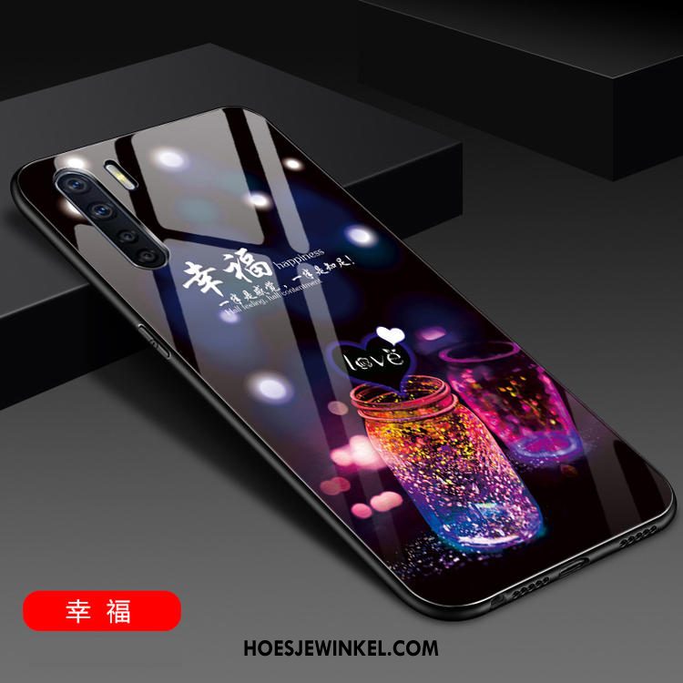 Oppo A91 Hoesje Hoes Mode Glas, Oppo A91 Hoesje Mobiele Telefoon Scheppend