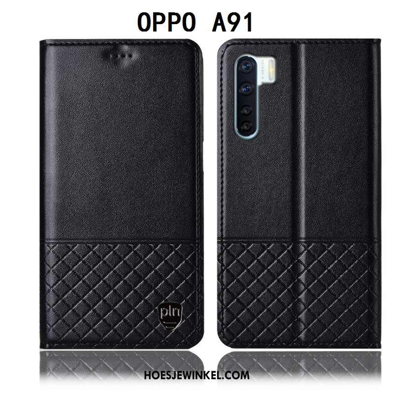 Oppo A91 Hoesje Mobiele Telefoon Hoes Leren Etui, Oppo A91 Hoesje Geel Bescherming