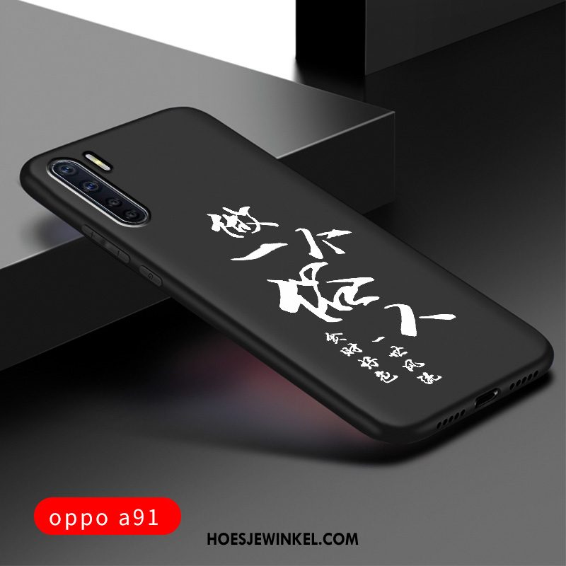 Oppo A91 Hoesje Net Red Zwart All Inclusive, Oppo A91 Hoesje Nieuw Bescherming