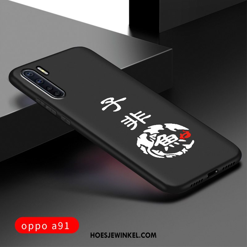 Oppo A91 Hoesje Net Red Zwart All Inclusive, Oppo A91 Hoesje Nieuw Bescherming