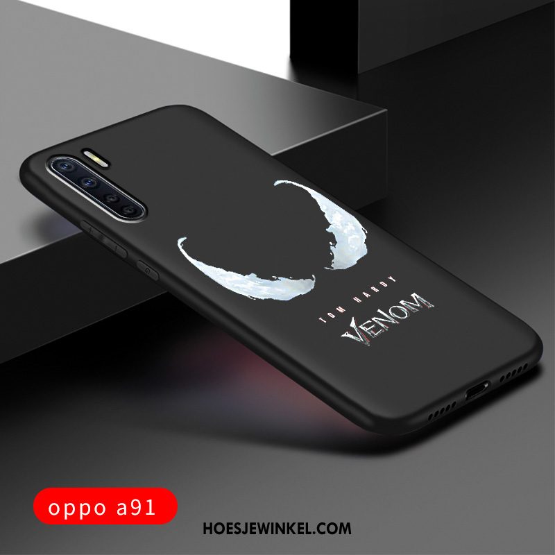 Oppo A91 Hoesje Net Red Zwart All Inclusive, Oppo A91 Hoesje Nieuw Bescherming