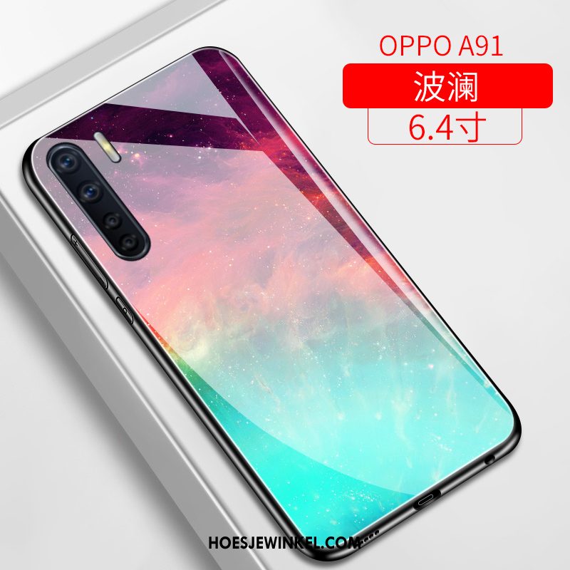 Oppo A91 Hoesje Sterrenhemel Scheppend Glas, Oppo A91 Hoesje Wind Trendy Merk