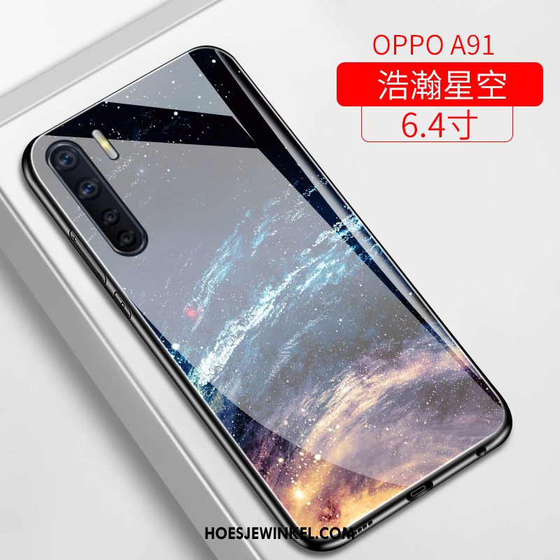 Oppo A91 Hoesje Sterrenhemel Scheppend Glas, Oppo A91 Hoesje Wind Trendy Merk