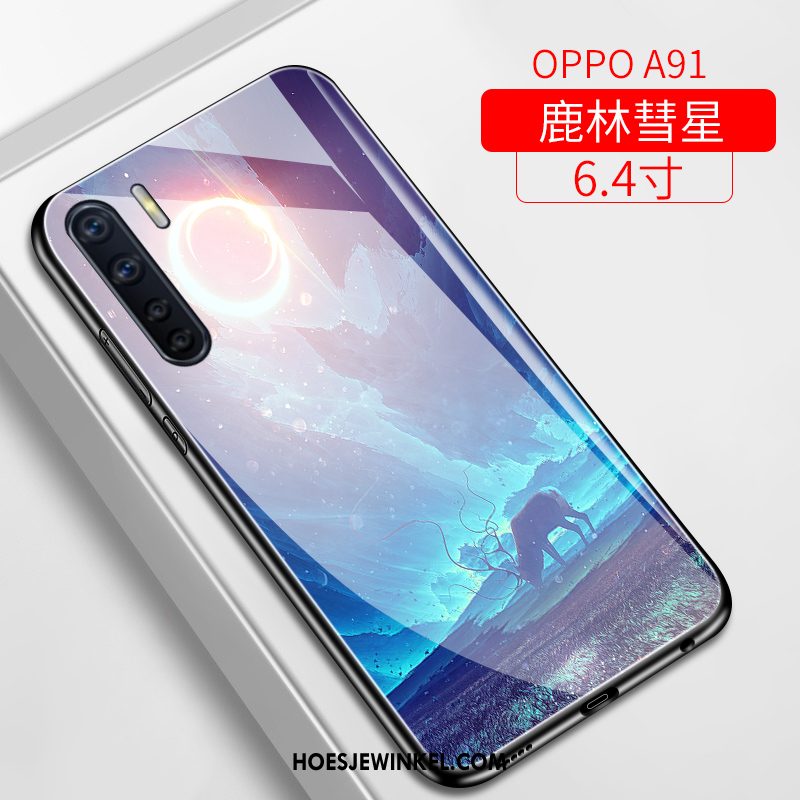 Oppo A91 Hoesje Sterrenhemel Scheppend Glas, Oppo A91 Hoesje Wind Trendy Merk