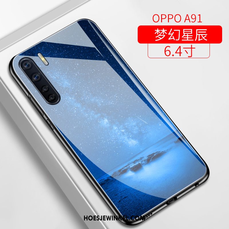 Oppo A91 Hoesje Sterrenhemel Scheppend Glas, Oppo A91 Hoesje Wind Trendy Merk