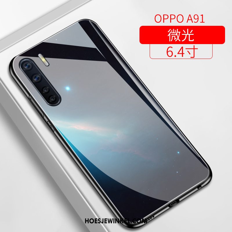 Oppo A91 Hoesje Sterrenhemel Scheppend Glas, Oppo A91 Hoesje Wind Trendy Merk