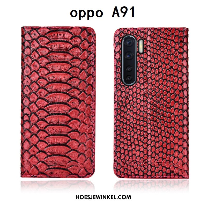 Oppo A91 Hoesje Zwart Anti-fall Hoes, Oppo A91 Hoesje Leren Etui All Inclusive