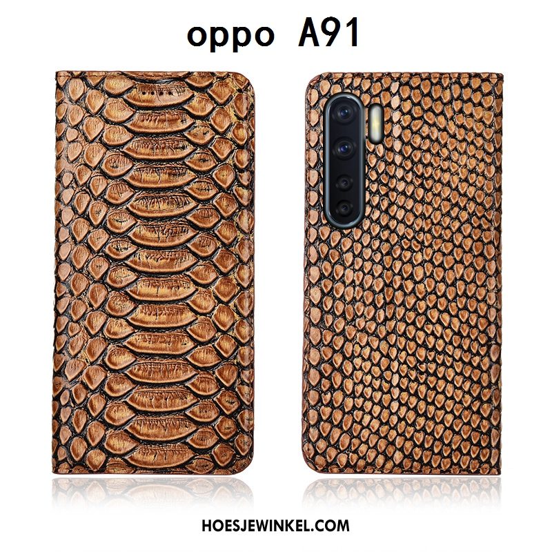 Oppo A91 Hoesje Zwart Anti-fall Hoes, Oppo A91 Hoesje Leren Etui All Inclusive