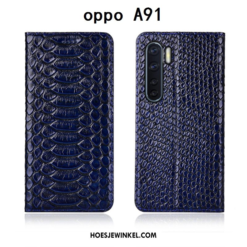 Oppo A91 Hoesje Zwart Anti-fall Hoes, Oppo A91 Hoesje Leren Etui All Inclusive