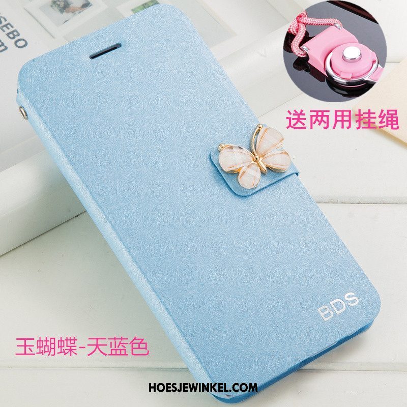 Oppo Ax5 Hoesje Bescherming Clamshell Leren Etui, Oppo Ax5 Hoesje Hanger Blauw