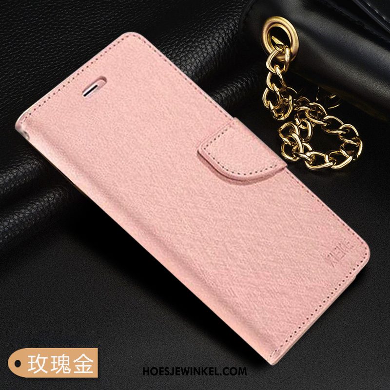 Oppo Ax7 Hoesje Roze Gesp Rood, Oppo Ax7 Hoesje Hanger Leren Etui