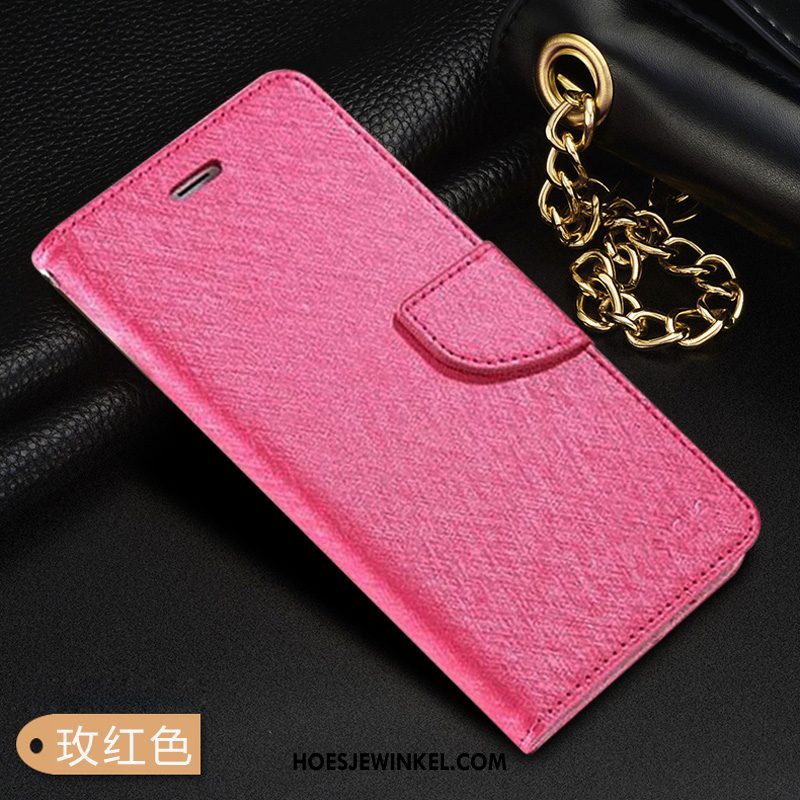 Oppo Ax7 Hoesje Roze Gesp Rood, Oppo Ax7 Hoesje Hanger Leren Etui