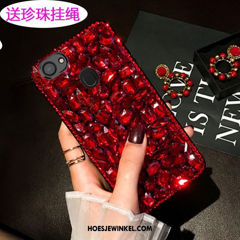 Oppo F5 Hoesje Net Red Blauw Elegante, Oppo F5 Hoesje Met Strass Mobiele Telefoon