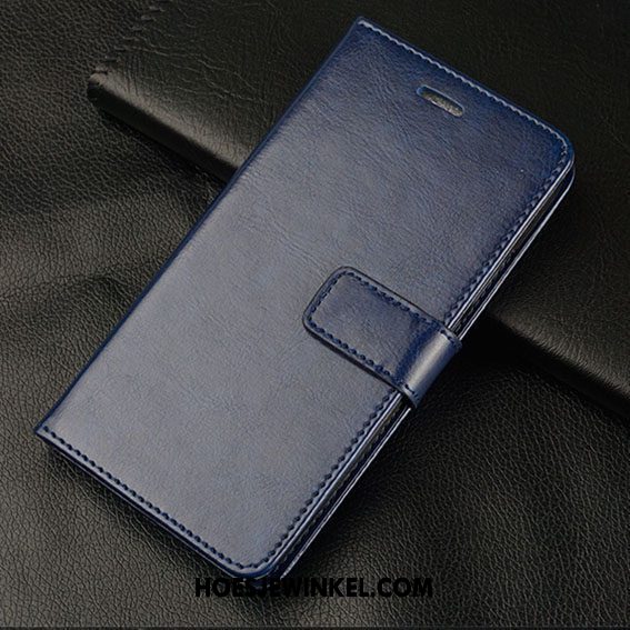 Oppo F7 Hoesje Anti-fall Blauw Folio, Oppo F7 Hoesje Leren Etui Zacht