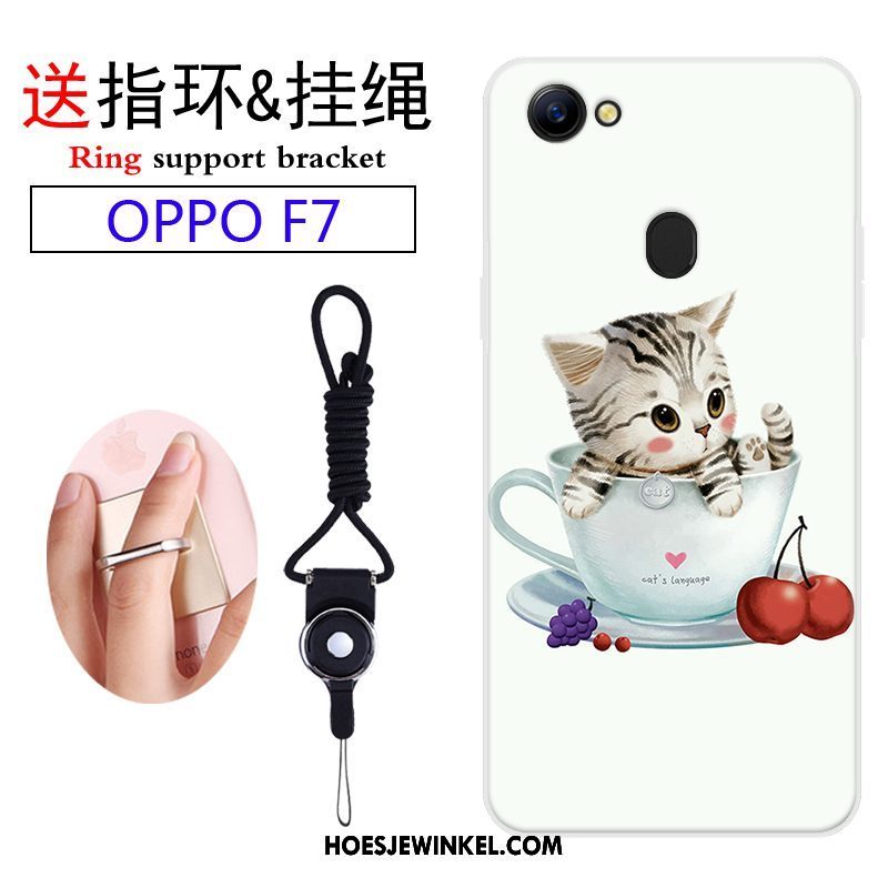 Oppo F7 Hoesje Mobiele Telefoon Hanger Purper, Oppo F7 Hoesje Spotprent Siliconen