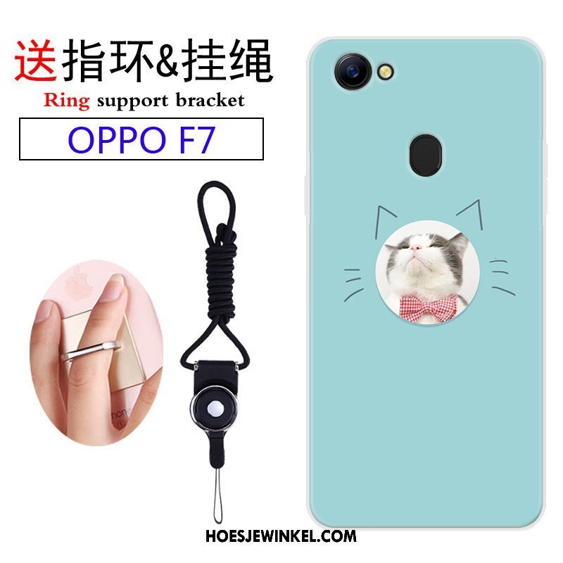 Oppo F7 Hoesje Mobiele Telefoon Hanger Purper, Oppo F7 Hoesje Spotprent Siliconen