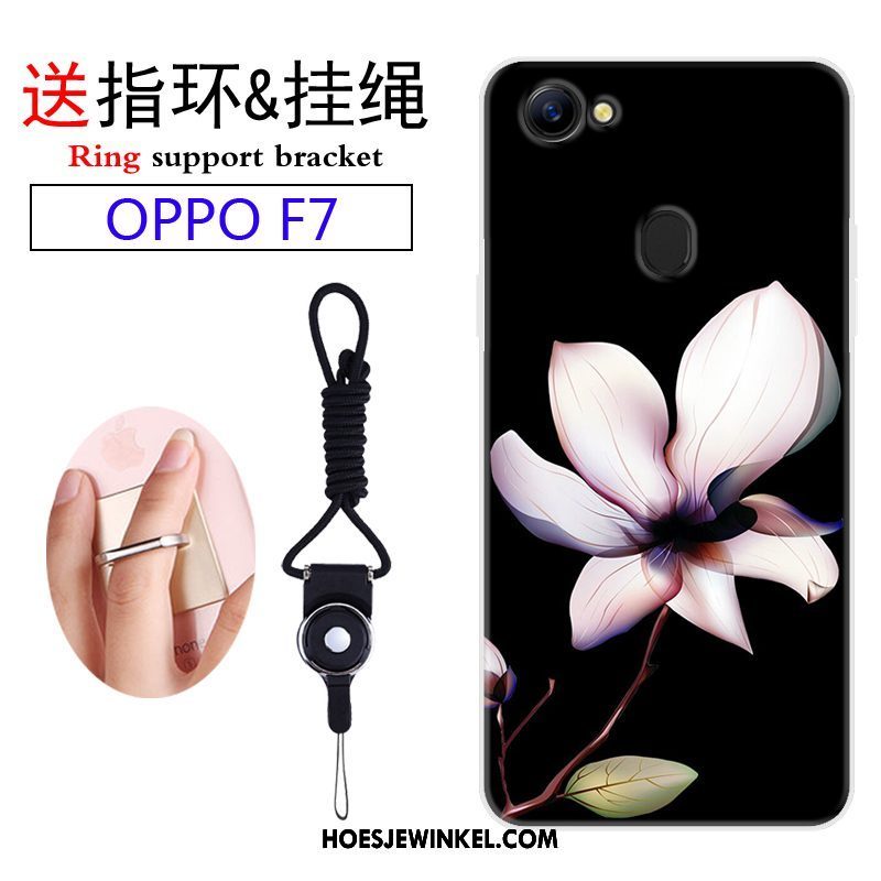 Oppo F7 Hoesje Mobiele Telefoon Hanger Purper, Oppo F7 Hoesje Spotprent Siliconen