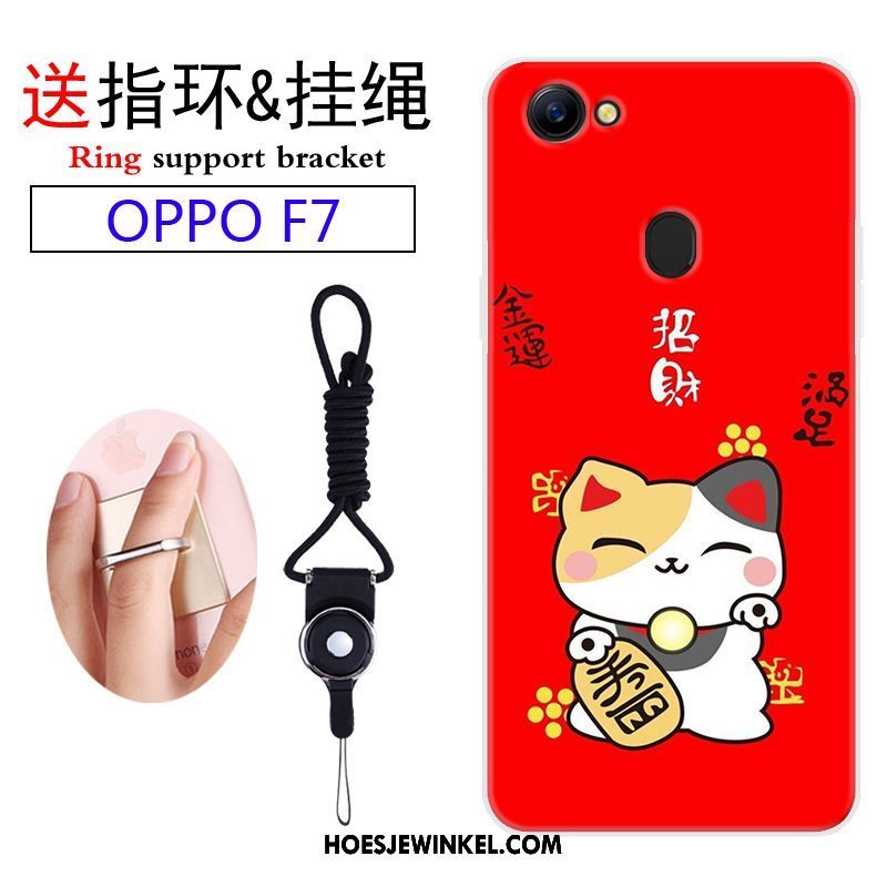 Oppo F7 Hoesje Mobiele Telefoon Hanger Purper, Oppo F7 Hoesje Spotprent Siliconen