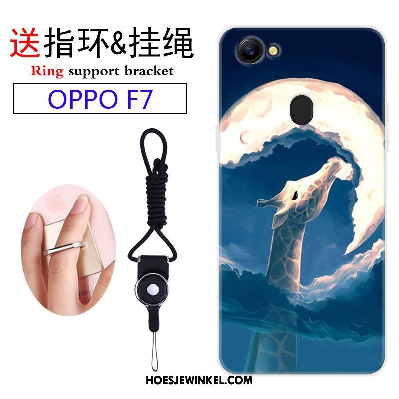 Oppo F7 Hoesje Mobiele Telefoon Hanger Purper, Oppo F7 Hoesje Spotprent Siliconen