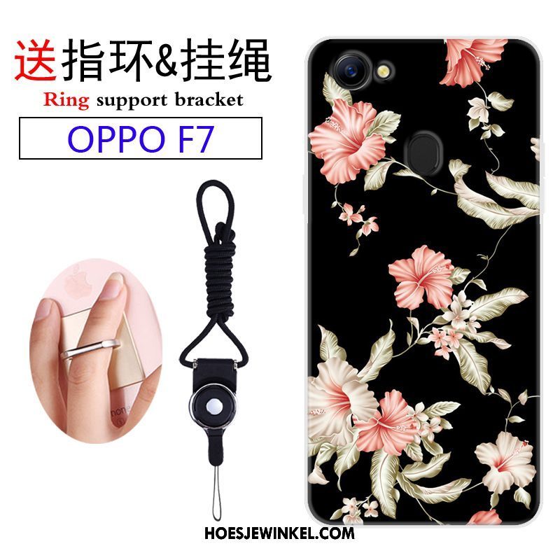 Oppo F7 Hoesje Mobiele Telefoon Hanger Purper, Oppo F7 Hoesje Spotprent Siliconen