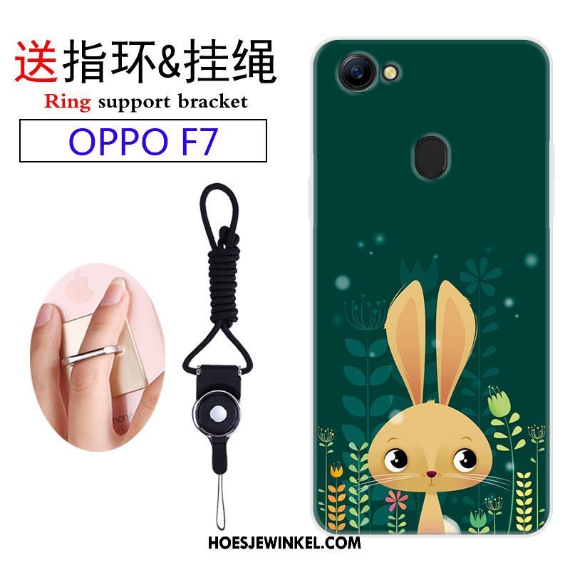 Oppo F7 Hoesje Mobiele Telefoon Hanger Purper, Oppo F7 Hoesje Spotprent Siliconen