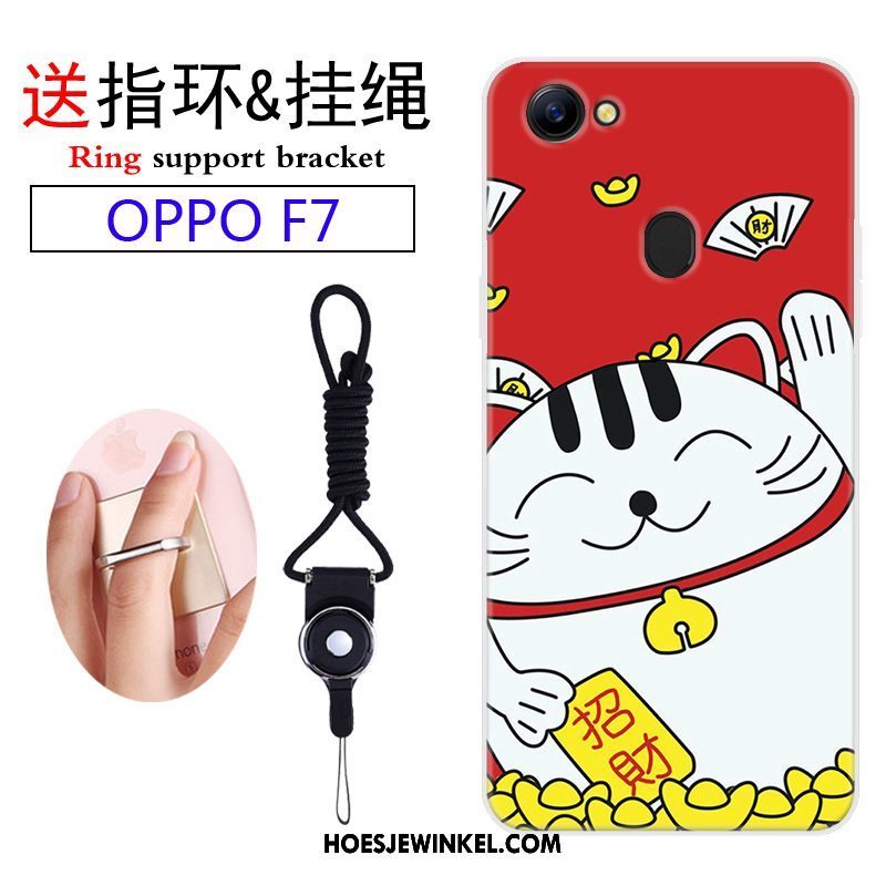 Oppo F7 Hoesje Mobiele Telefoon Hanger Purper, Oppo F7 Hoesje Spotprent Siliconen