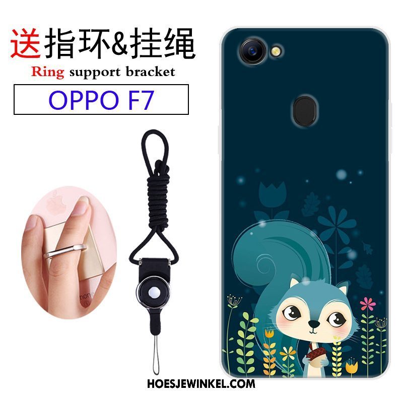 Oppo F7 Hoesje Mobiele Telefoon Hanger Purper, Oppo F7 Hoesje Spotprent Siliconen