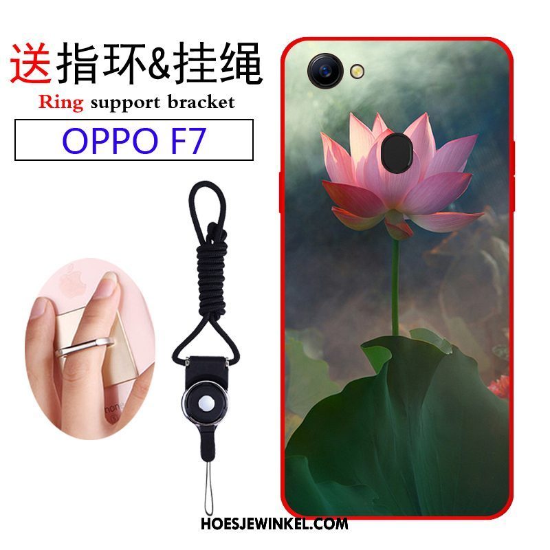 Oppo F7 Hoesje Rood Persoonlijk Hemming, Oppo F7 Hoesje Mobiele Telefoon Siliconen