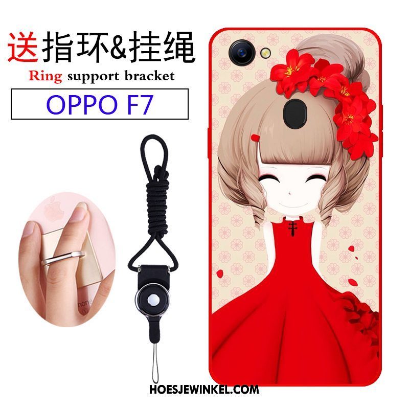 Oppo F7 Hoesje Rood Persoonlijk Hemming, Oppo F7 Hoesje Mobiele Telefoon Siliconen