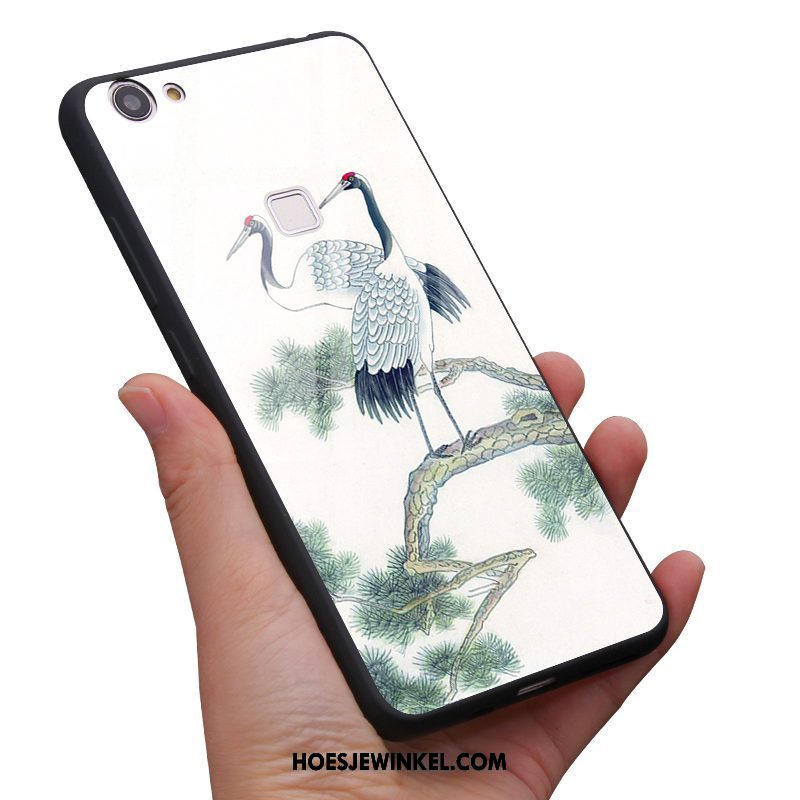 Oppo F7 Hoesje Vintage All Inclusive Chinese Stijl, Oppo F7 Hoesje Kraan Wind