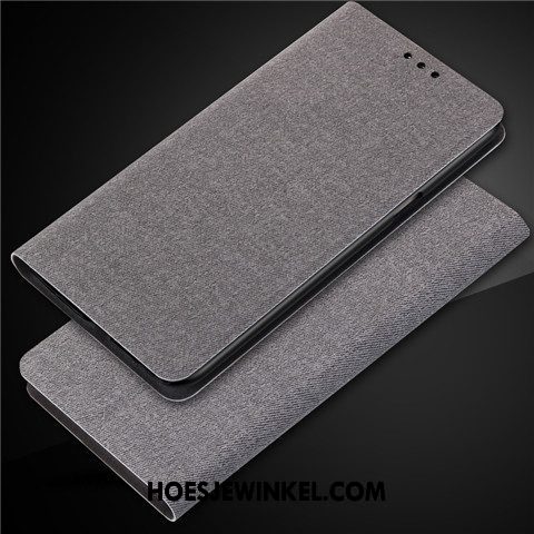 Oppo F7 Youth Hoesje Mobiele Telefoon Anti-fall Folio, Oppo F7 Youth Hoesje Grijs Leren Etui