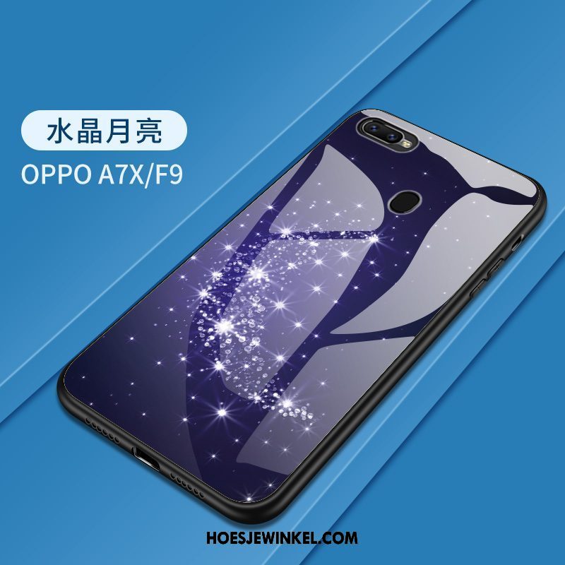 Oppo F9 Hoesje Geschilderd Siliconen Scheppend, Oppo F9 Hoesje Gehard Glas Mobiele Telefoon