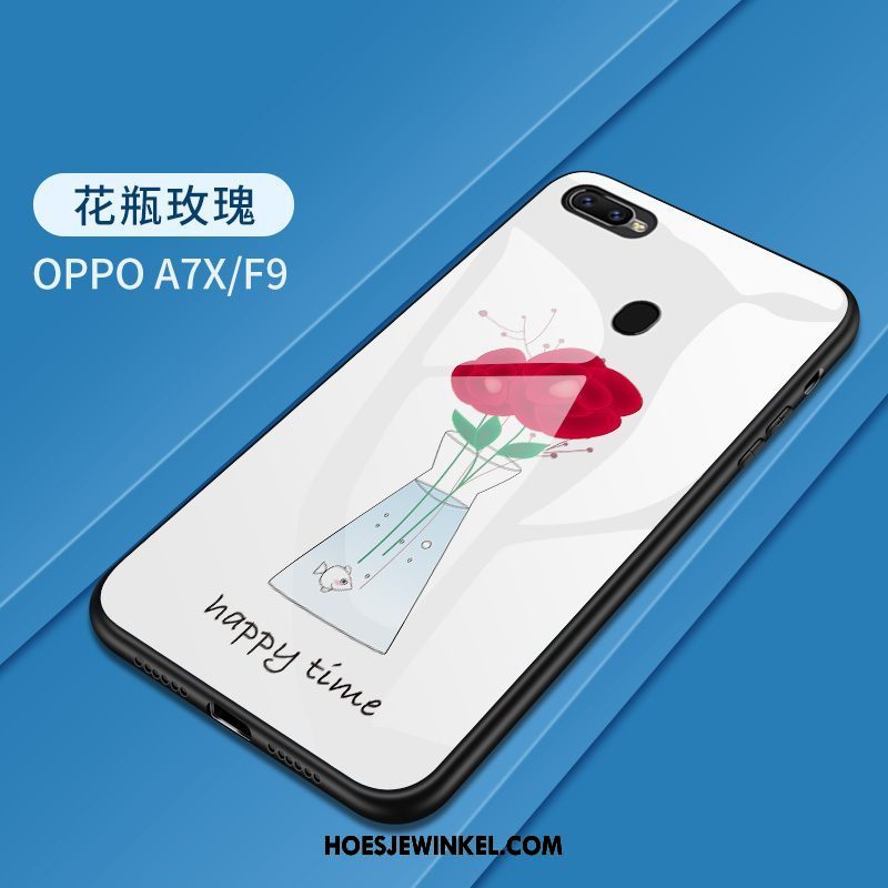 Oppo F9 Hoesje Geschilderd Siliconen Scheppend, Oppo F9 Hoesje Gehard Glas Mobiele Telefoon