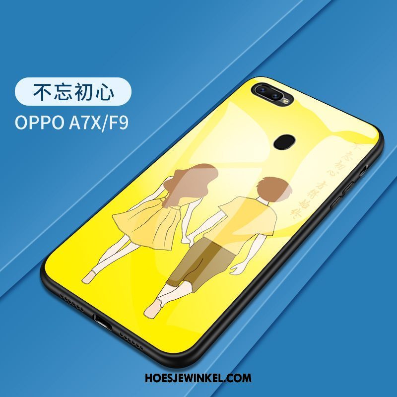 Oppo F9 Hoesje Geschilderd Siliconen Scheppend, Oppo F9 Hoesje Gehard Glas Mobiele Telefoon