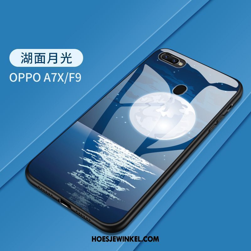 Oppo F9 Hoesje Geschilderd Siliconen Scheppend, Oppo F9 Hoesje Gehard Glas Mobiele Telefoon