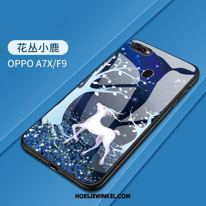 Oppo F9 Hoesje Geschilderd Siliconen Scheppend, Oppo F9 Hoesje Gehard Glas Mobiele Telefoon