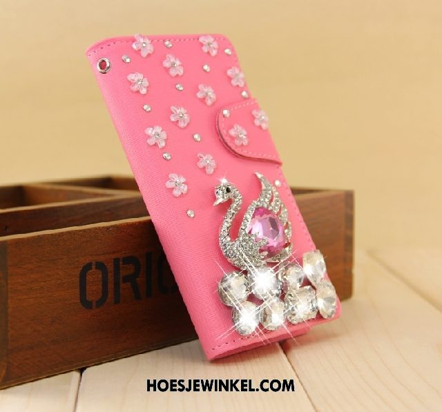 Oppo F9 Starry Hoesje Kaart Folio Hoes, Oppo F9 Starry Hoesje Rood Leren Etui