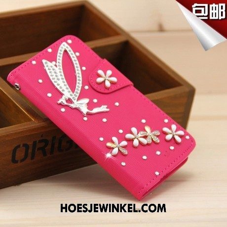 Oppo F9 Starry Hoesje Kaart Folio Hoes, Oppo F9 Starry Hoesje Rood Leren Etui