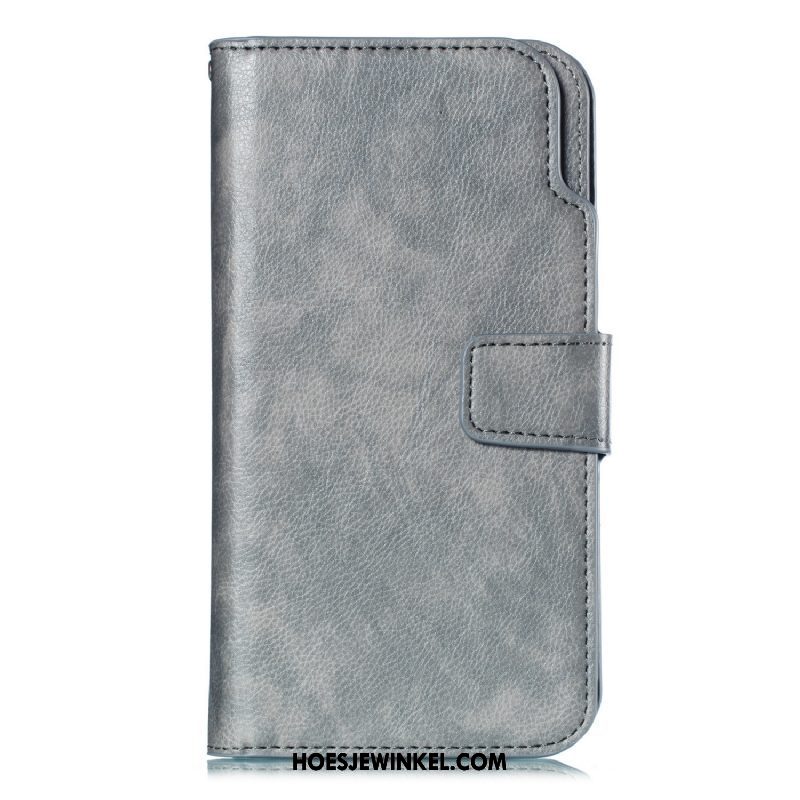 Oppo F9 Starry Hoesje Mobiele Telefoon Leren Etui Grijs, Oppo F9 Starry Hoesje Folio Portemonnee