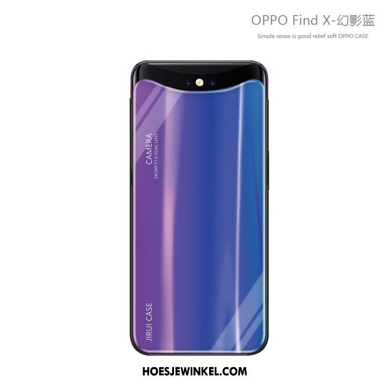 Oppo Find X Hoesje Hoes Blauw Trendy Merk, Oppo Find X Hoesje Persoonlijk Zacht