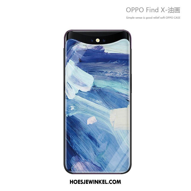 Oppo Find X Hoesje Hoes Blauw Trendy Merk, Oppo Find X Hoesje Persoonlijk Zacht