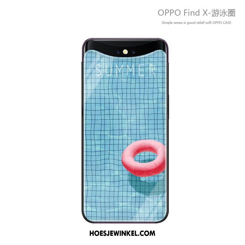 Oppo Find X Hoesje Hoes Blauw Trendy Merk, Oppo Find X Hoesje Persoonlijk Zacht