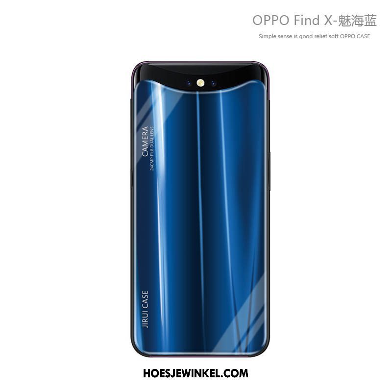 Oppo Find X Hoesje Hoes Blauw Trendy Merk, Oppo Find X Hoesje Persoonlijk Zacht