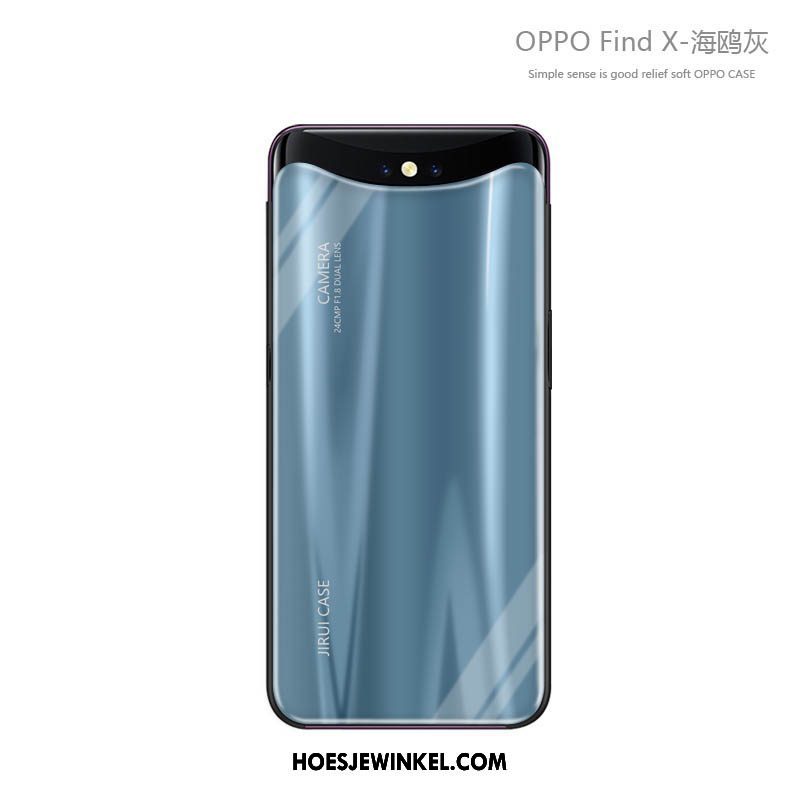 Oppo Find X Hoesje Hoes Blauw Trendy Merk, Oppo Find X Hoesje Persoonlijk Zacht