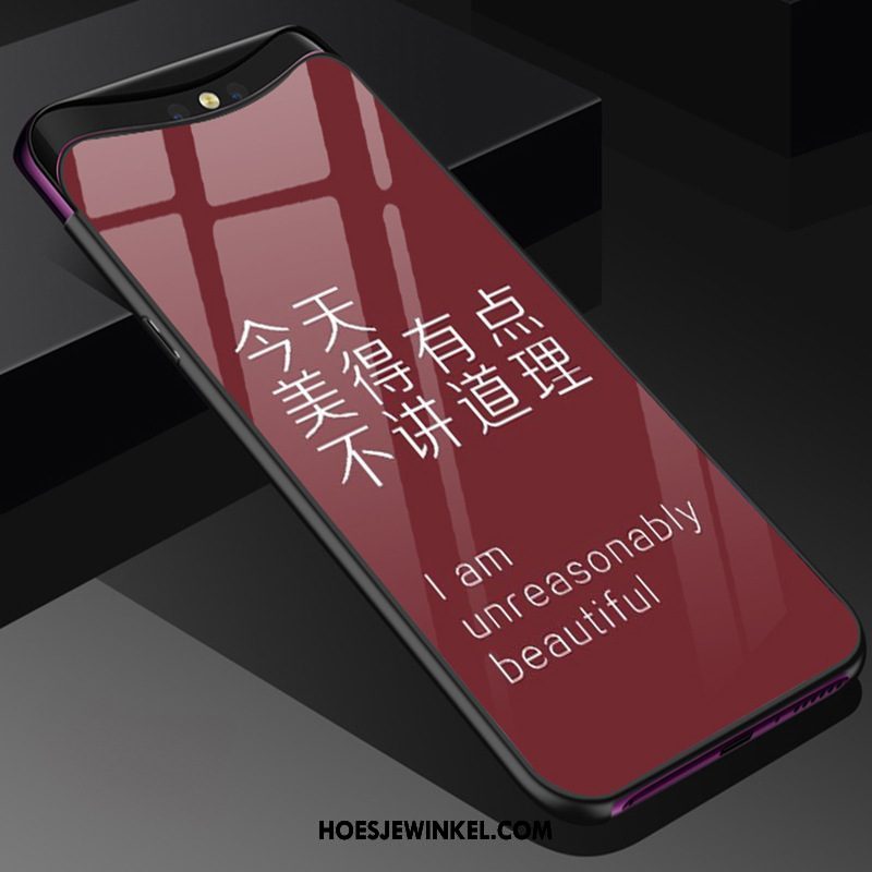 Oppo Find X Hoesje Net Red Scheppend Schrobben, Oppo Find X Hoesje Mobiele Telefoon Glas