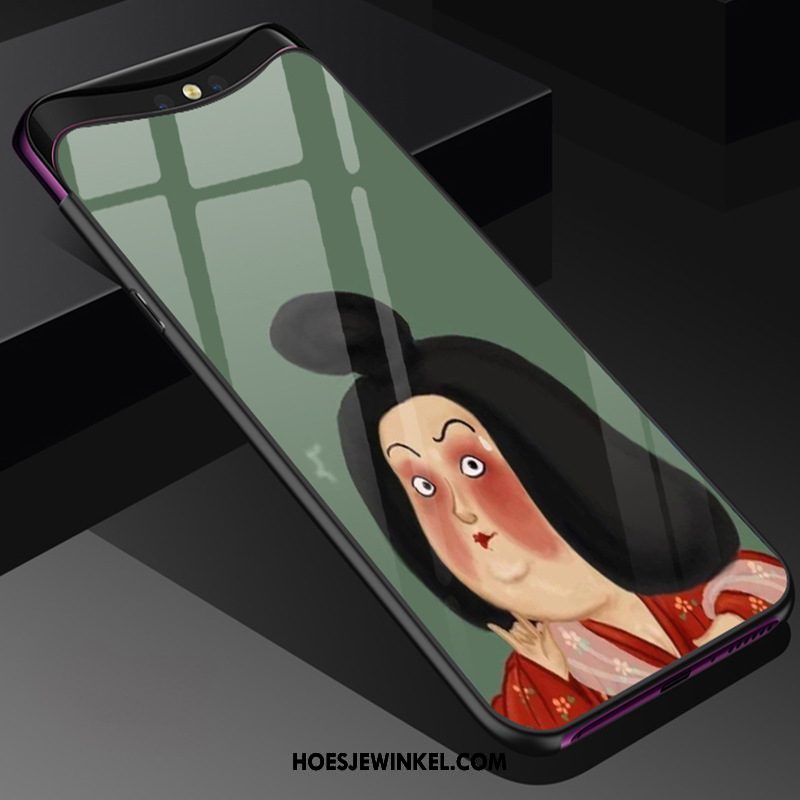 Oppo Find X Hoesje Net Red Scheppend Schrobben, Oppo Find X Hoesje Mobiele Telefoon Glas