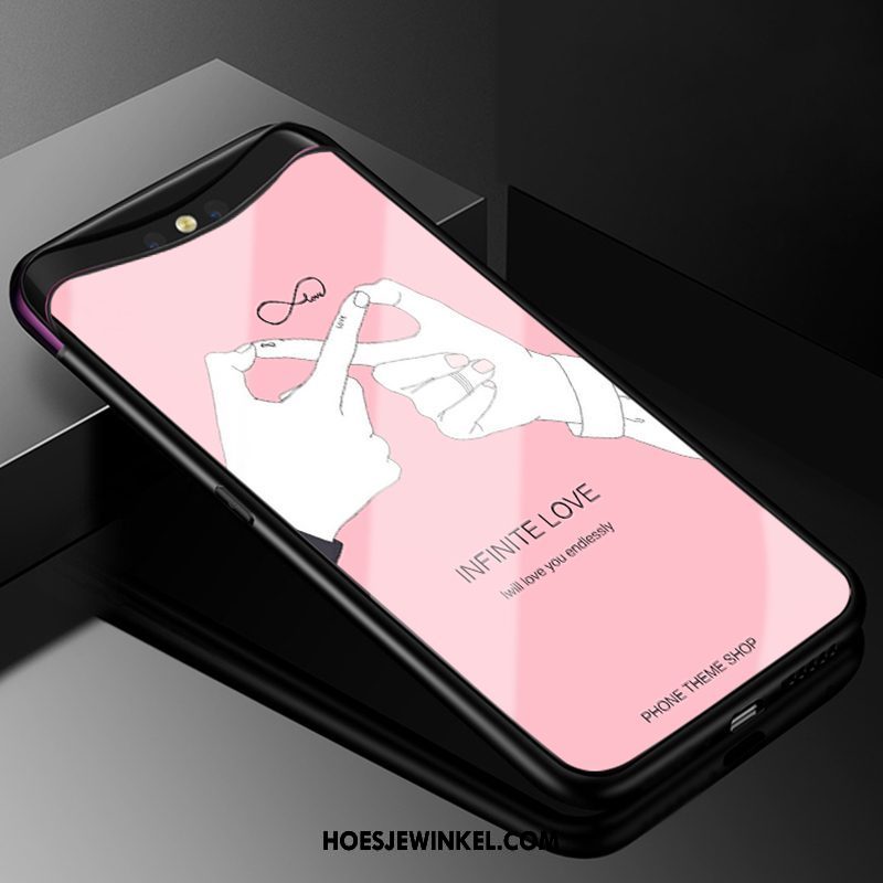 Oppo Find X Hoesje Scheppend Persoonlijk Gehard Glas, Oppo Find X Hoesje Zacht Trendy Merk