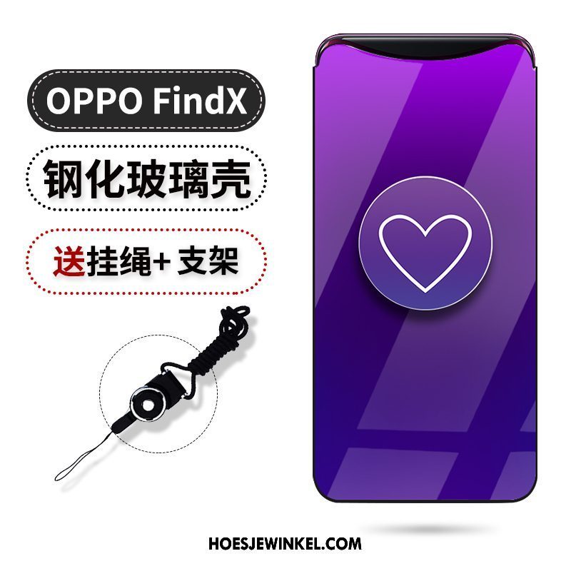 Oppo Find X Hoesje Trend Purper Siliconen, Oppo Find X Hoesje Gasbag Ondersteuning